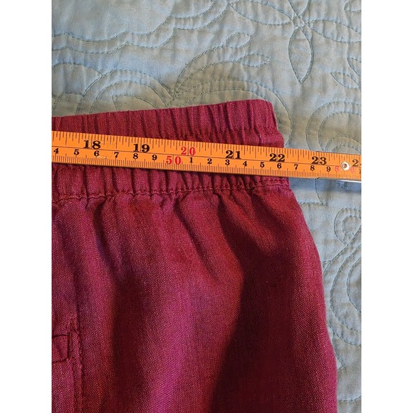 Athleta Size 24 Red Retreat Wide Leg 100% Linen Elastic Waist Drawstring Pants - Picture 10 of 14